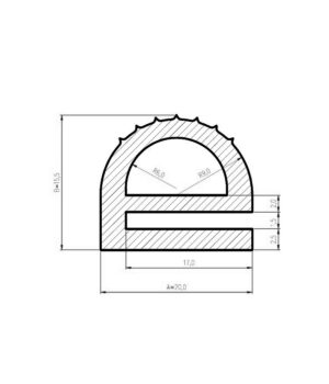 Profil silikon termiczny typ E 15x20mm 60Sha 0991120