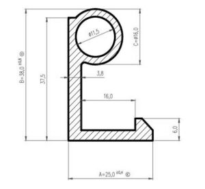 Uszczelka chłodni czarny silikon 25x38 mm twardość 60 Sha