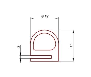Uszczelka gumowa na krawędź 3 mm